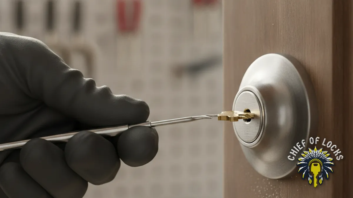 Locksmith extracting a broken key in Indianapolis, Indiana