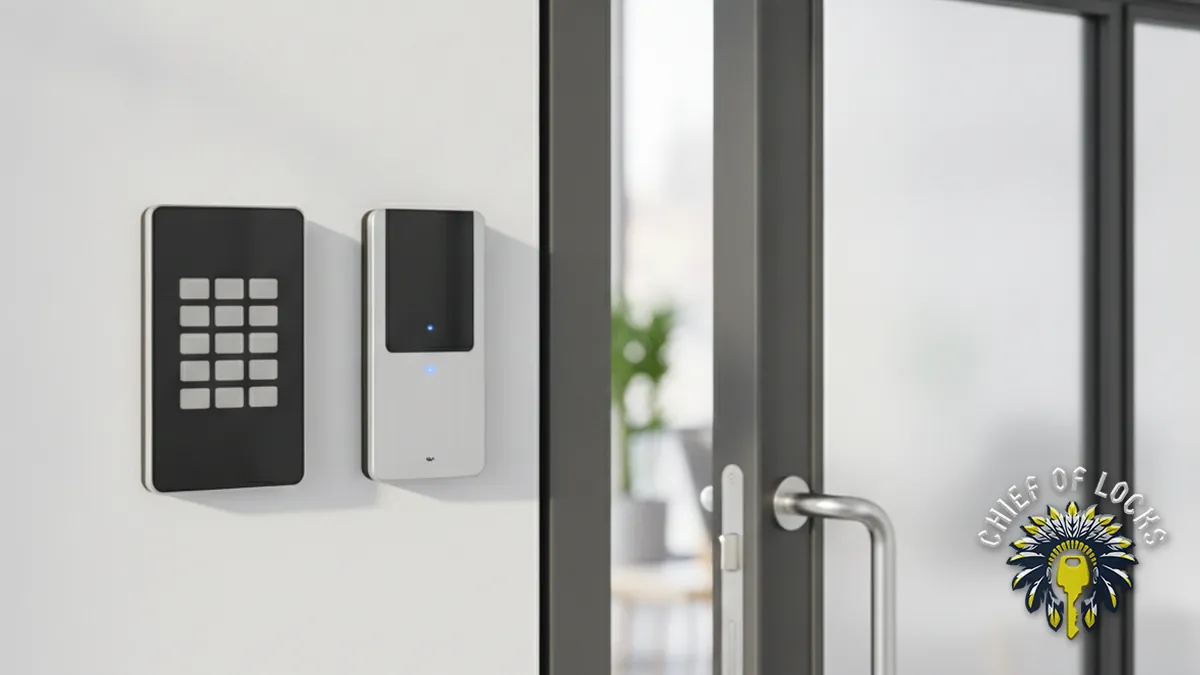 Access control keypad on a secure door in Indianapolis, Indiana
